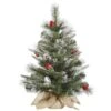 Vickerman Unlit Artificial Christmas Tree With Frosted Cones And Red Berries (27660) -Xmas Trees Store 27660lg