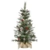 Vickerman Unlit Artificial Christmas Tree With Frosted Cones And Red Berries (27662) -Xmas Trees Store 27662lg
